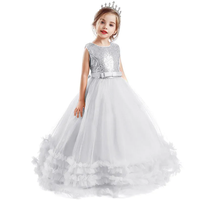 Girls Princess Wedding Party Dresses Sequin Vestido Children Dress For Teenage Girls Dresses