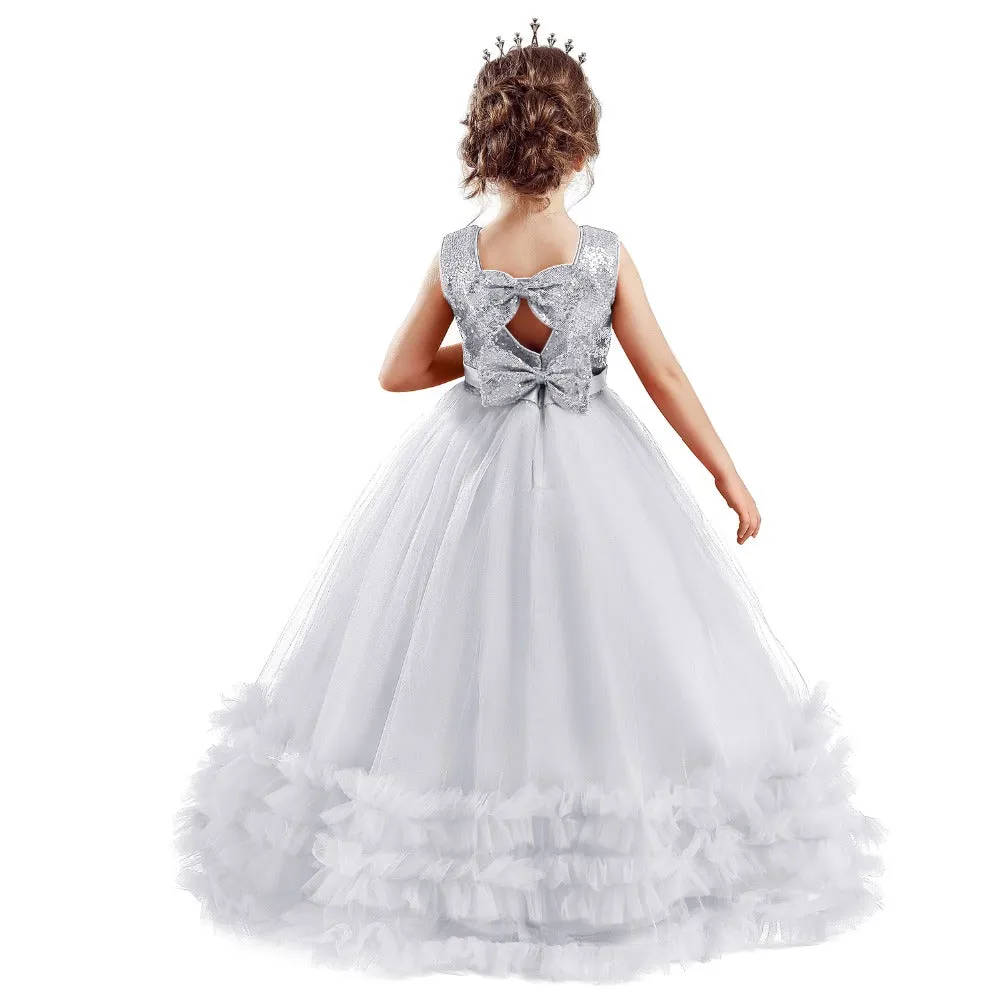 Girls Princess Wedding Party Dresses Sequin Vestido Children Dress For Teenage Girls Dresses