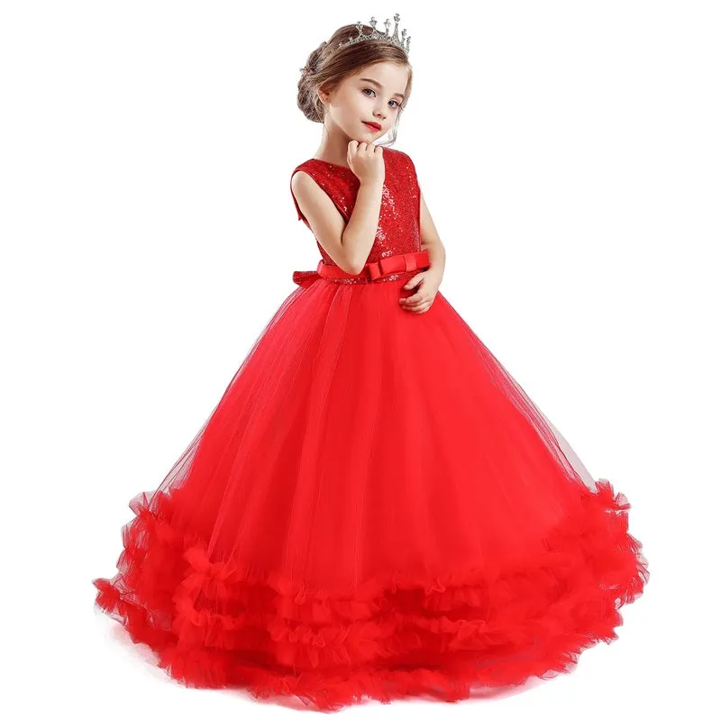 Girls Princess Wedding Party Dresses Sequin Vestido Children Dress For Teenage Girls Dresses