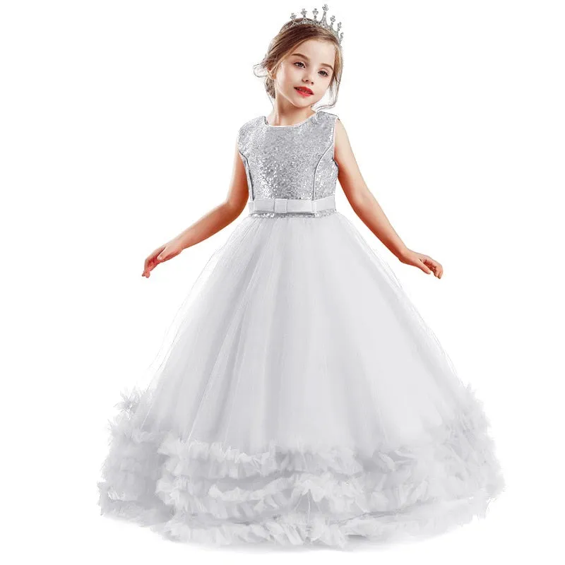 Girls Princess Wedding Party Dresses Sequin Vestido Children Dress For Teenage Girls Dresses