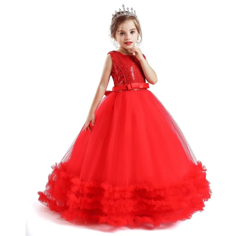 Girls Princess Wedding Party Dresses Sequin Vestido Children Dress For Teenage Girls Dresses