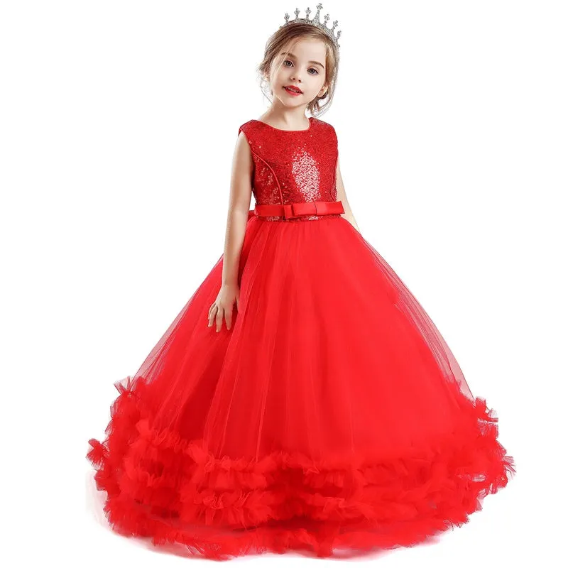 Girls Princess Wedding Party Dresses Sequin Vestido Children Dress For Teenage Girls Dresses
