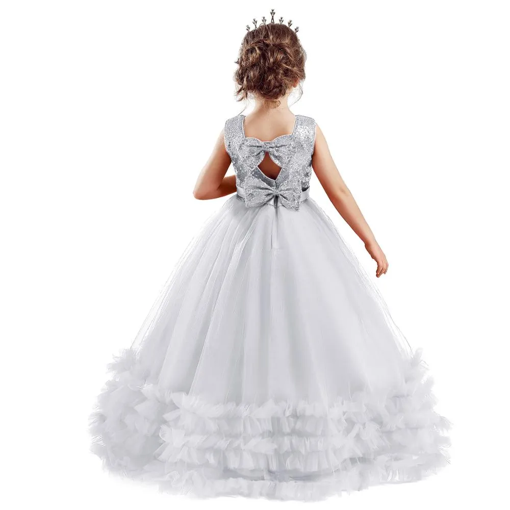 Girls Princess Wedding Party Dresses Sequin Vestido Children Dress For Teenage Girls Dresses