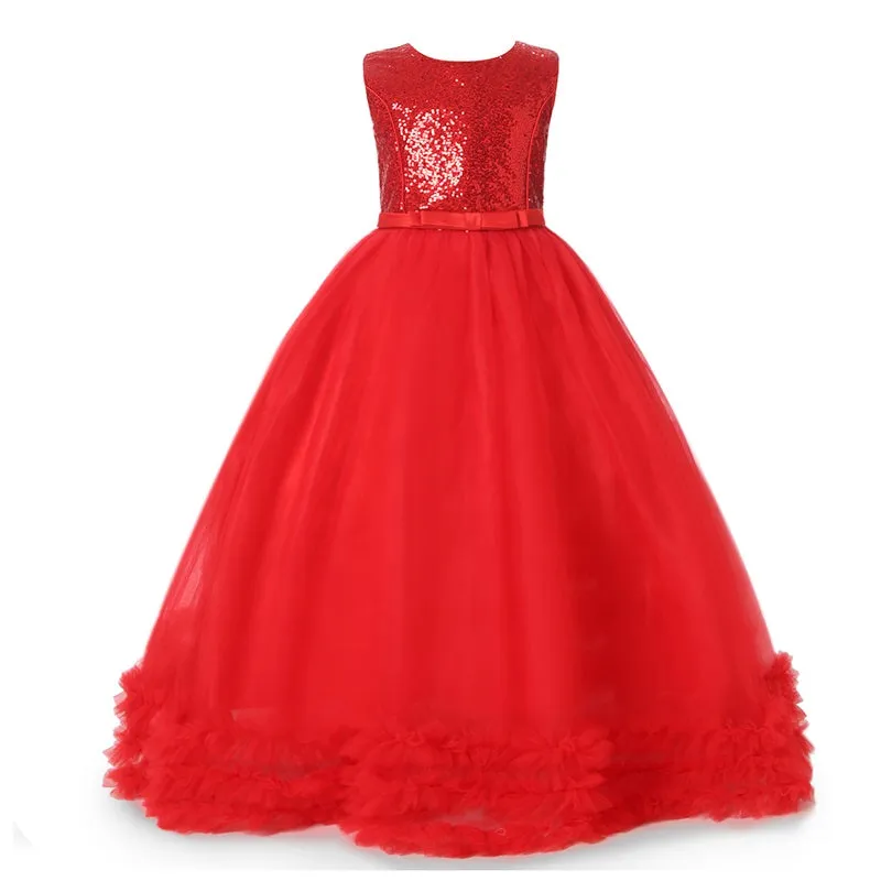 Girls Princess Wedding Party Dresses Sequin Vestido Children Dress For Teenage Girls Dresses