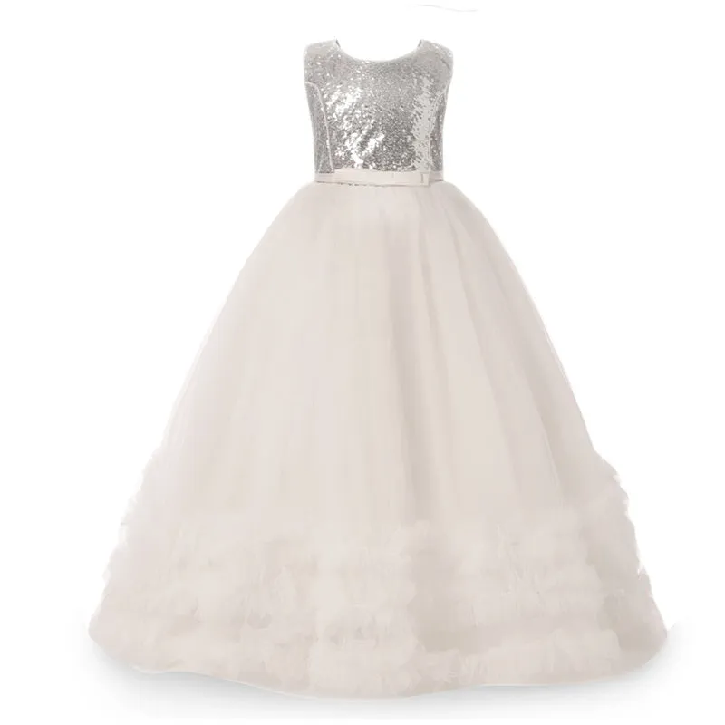 Girls Princess Wedding Party Dresses Sequin Vestido Children Dress For Teenage Girls Dresses