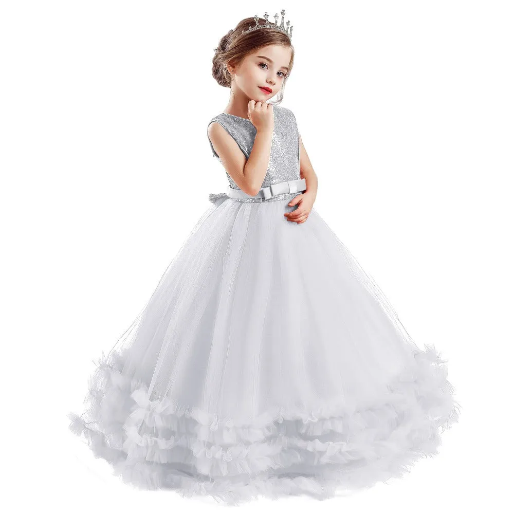 Girls Princess Wedding Party Dresses Sequin Vestido Children Dress For Teenage Girls Dresses
