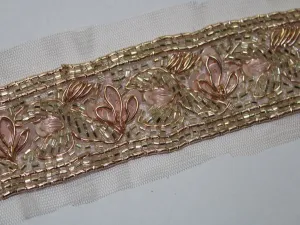 Golden Beads and Sequins Handwork Embellished Embroidered Border