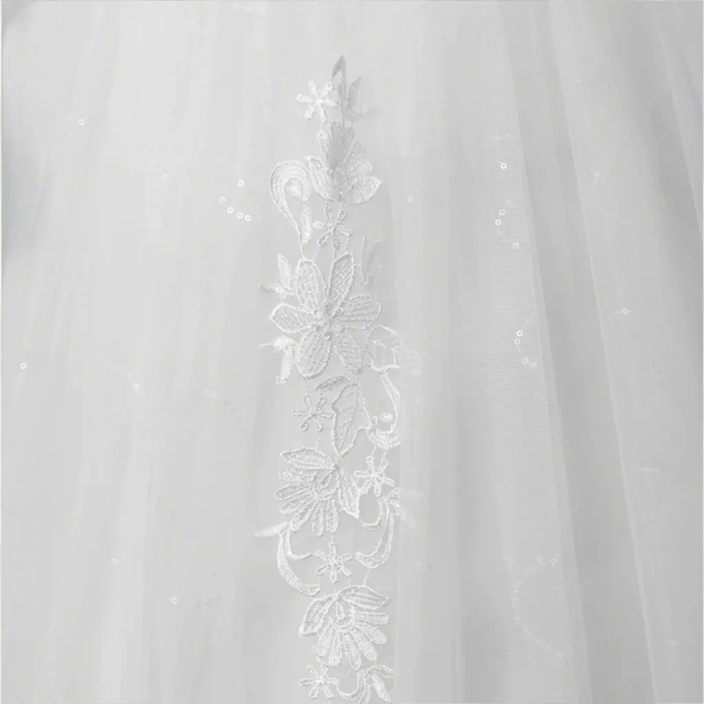 GownLink Radiant White Wedding Ball Gown with Pearl Beading GLGF042B