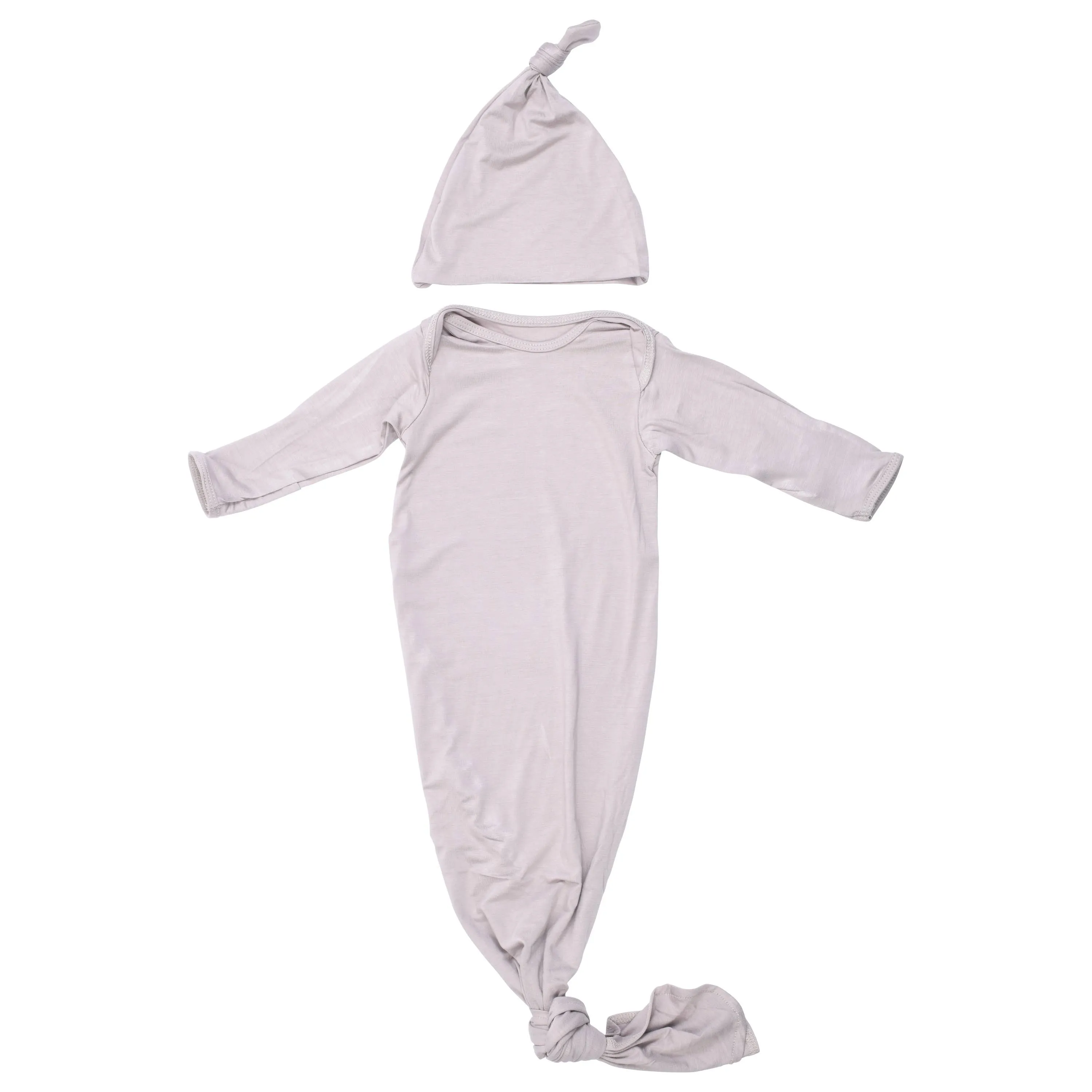 Harbor Mist Knotted Baby Gown with Hat or Bow