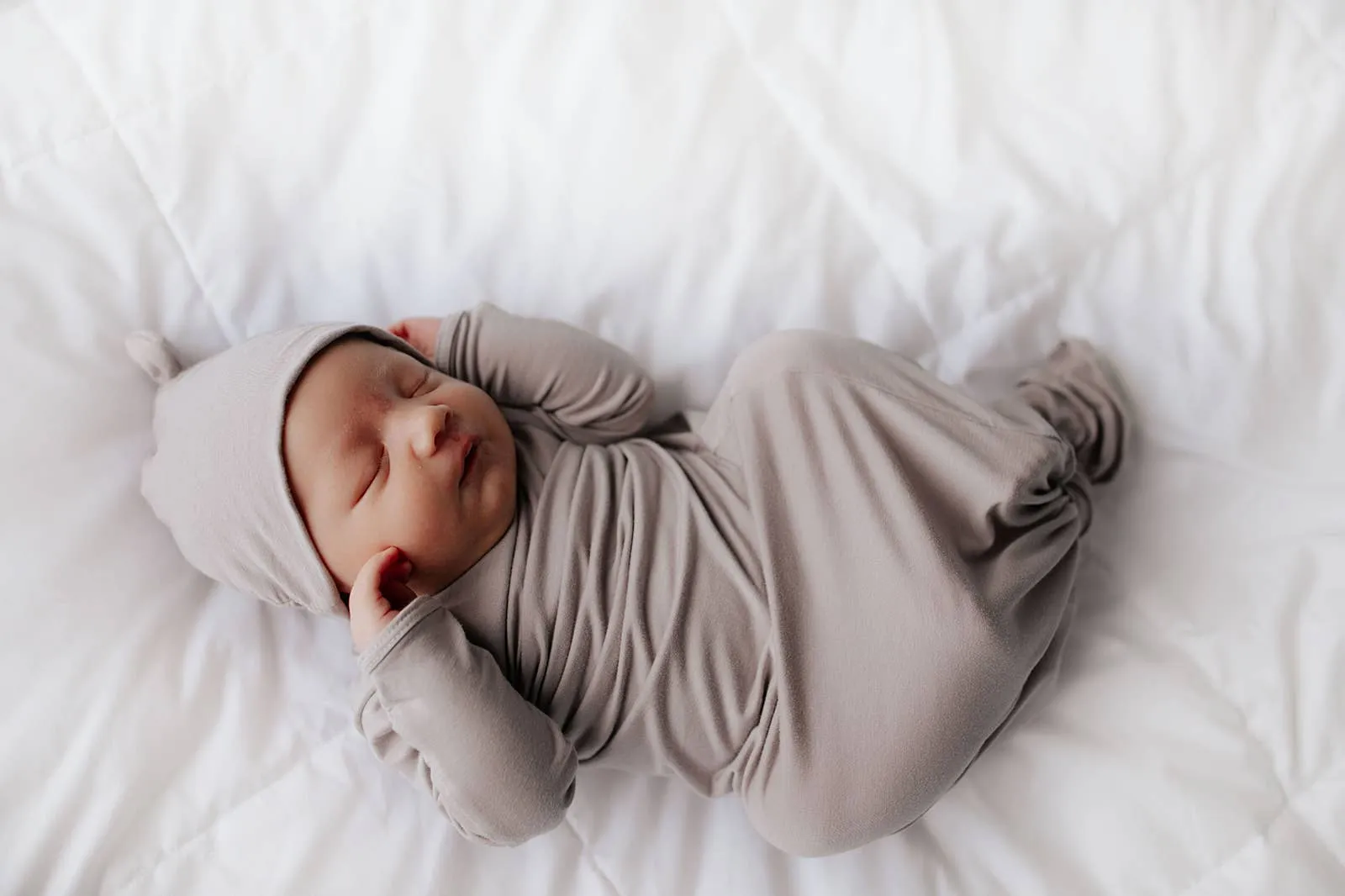 Harbor Mist Knotted Baby Gown with Hat or Bow