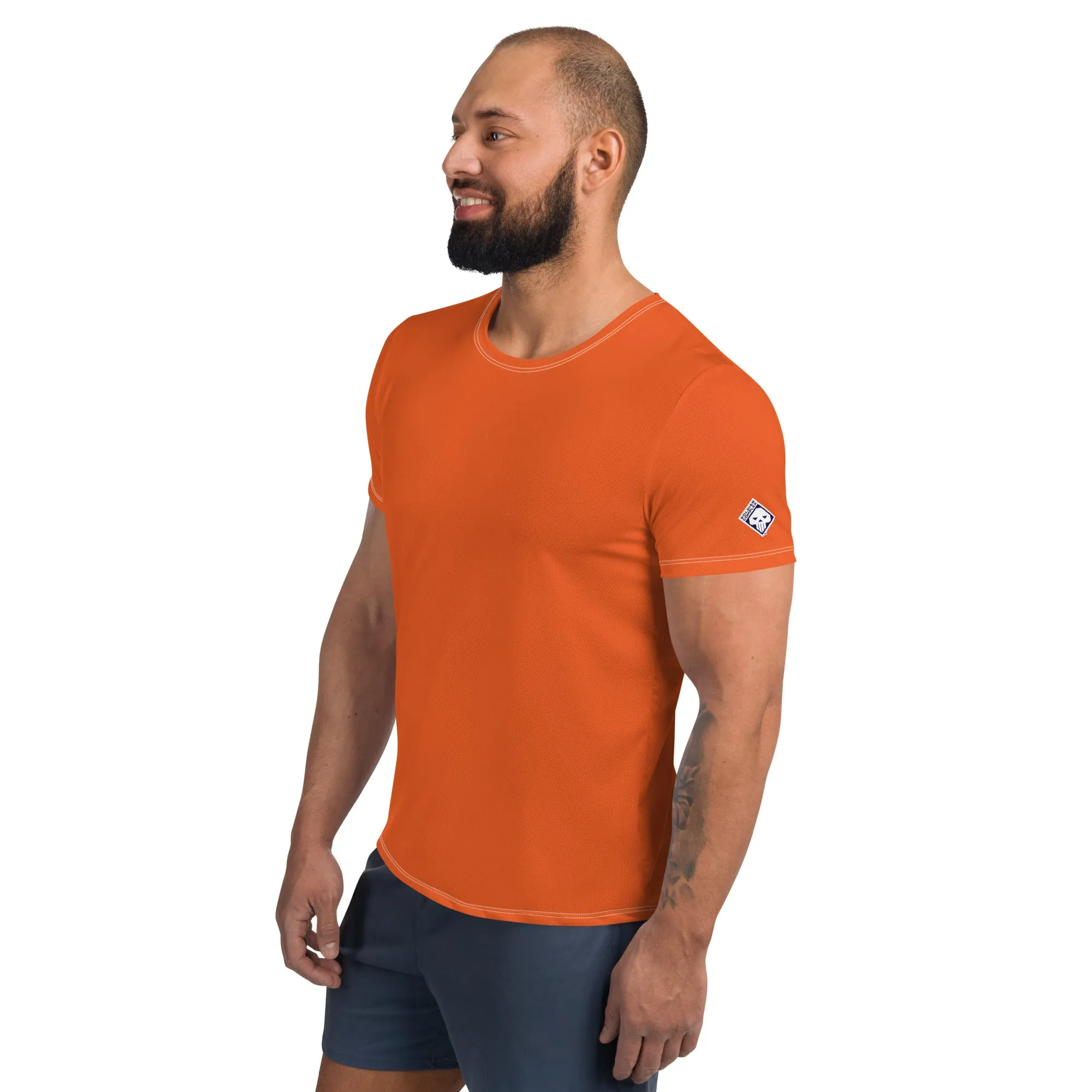 High-Performance Men's Rash Guard - Short Sleeve Solid Color Design - Flamingo
