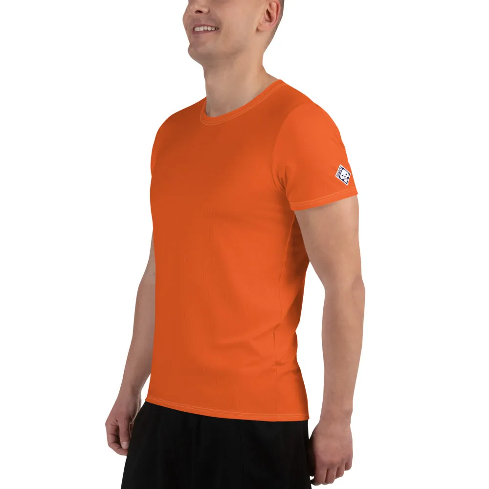 High-Performance Men's Rash Guard - Short Sleeve Solid Color Design - Flamingo
