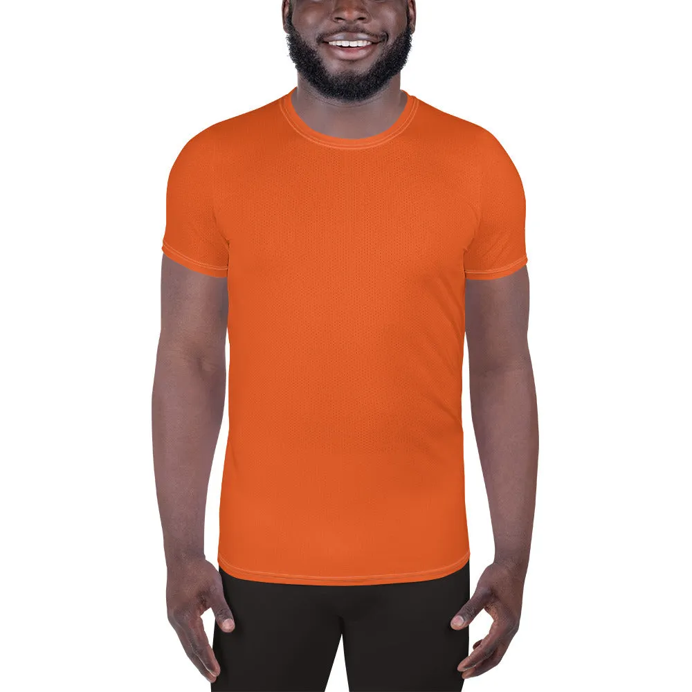 High-Performance Men's Rash Guard - Short Sleeve Solid Color Design - Flamingo