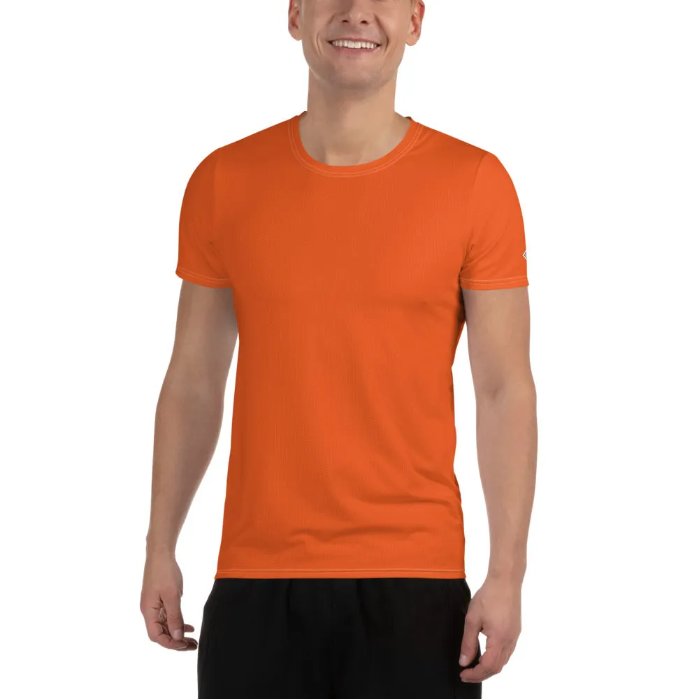 High-Performance Men's Rash Guard - Short Sleeve Solid Color Design - Flamingo