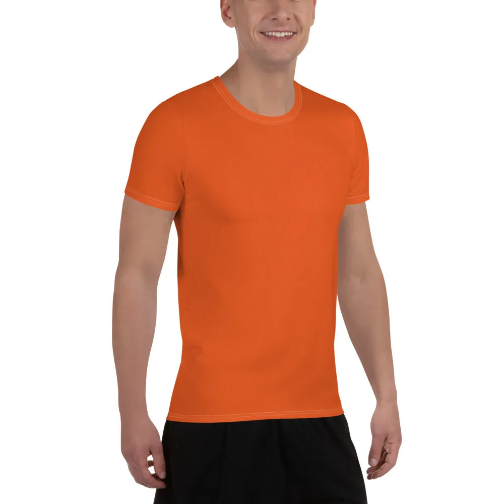 High-Performance Men's Rash Guard - Short Sleeve Solid Color Design - Flamingo