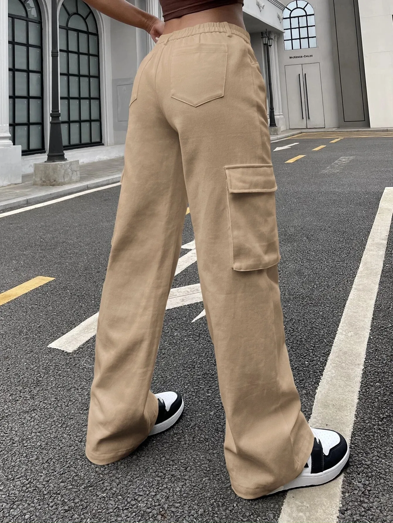High Waisted Cargo Jeans With Flap Pocket