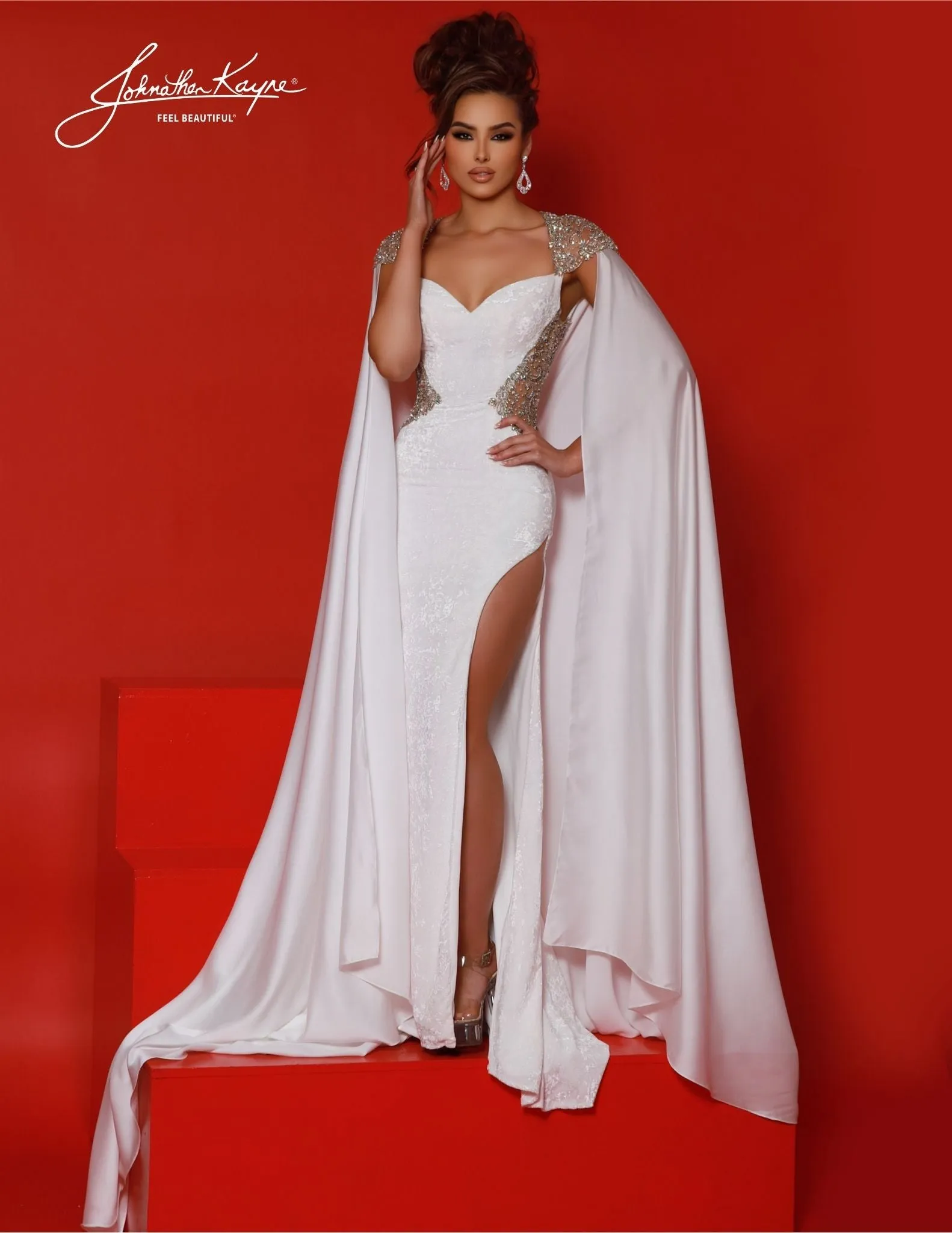 Johnathan Kayne 2879 Cap Sleeve Shoulders Evening Gown