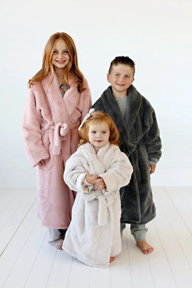 Kids Robe JulesRoche Soft Micro-Plush Lining Blush Pink