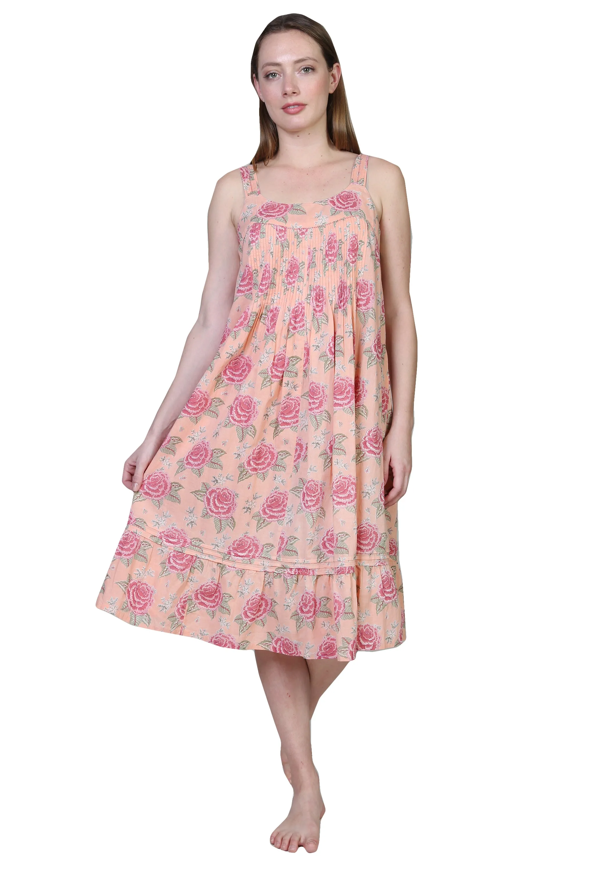 La Cera Vintage Print Pleat Front Gown