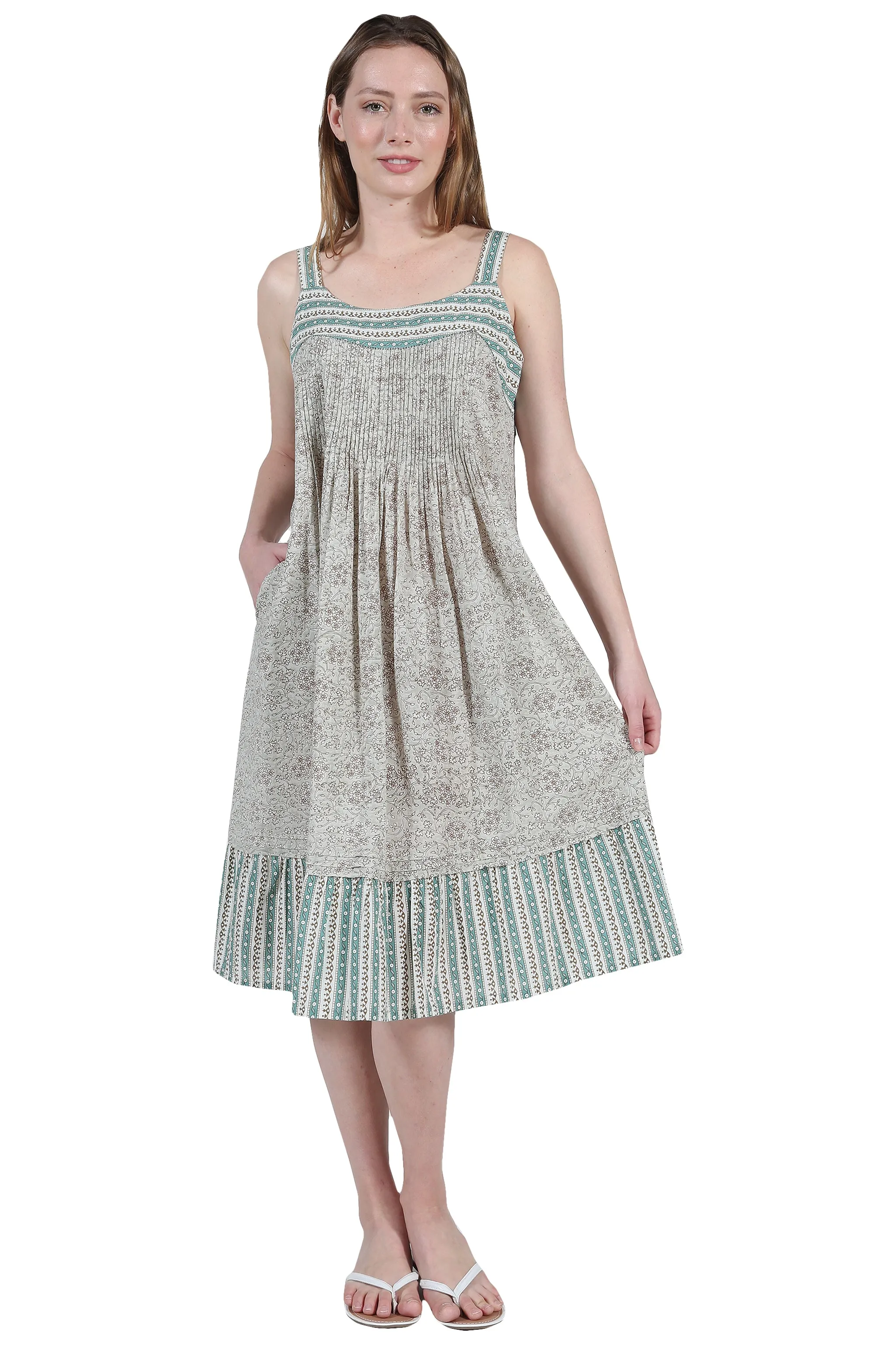 La Cera Vintage Print Pleat Front Gown