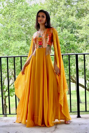 Mango Cape Sleeve Gown