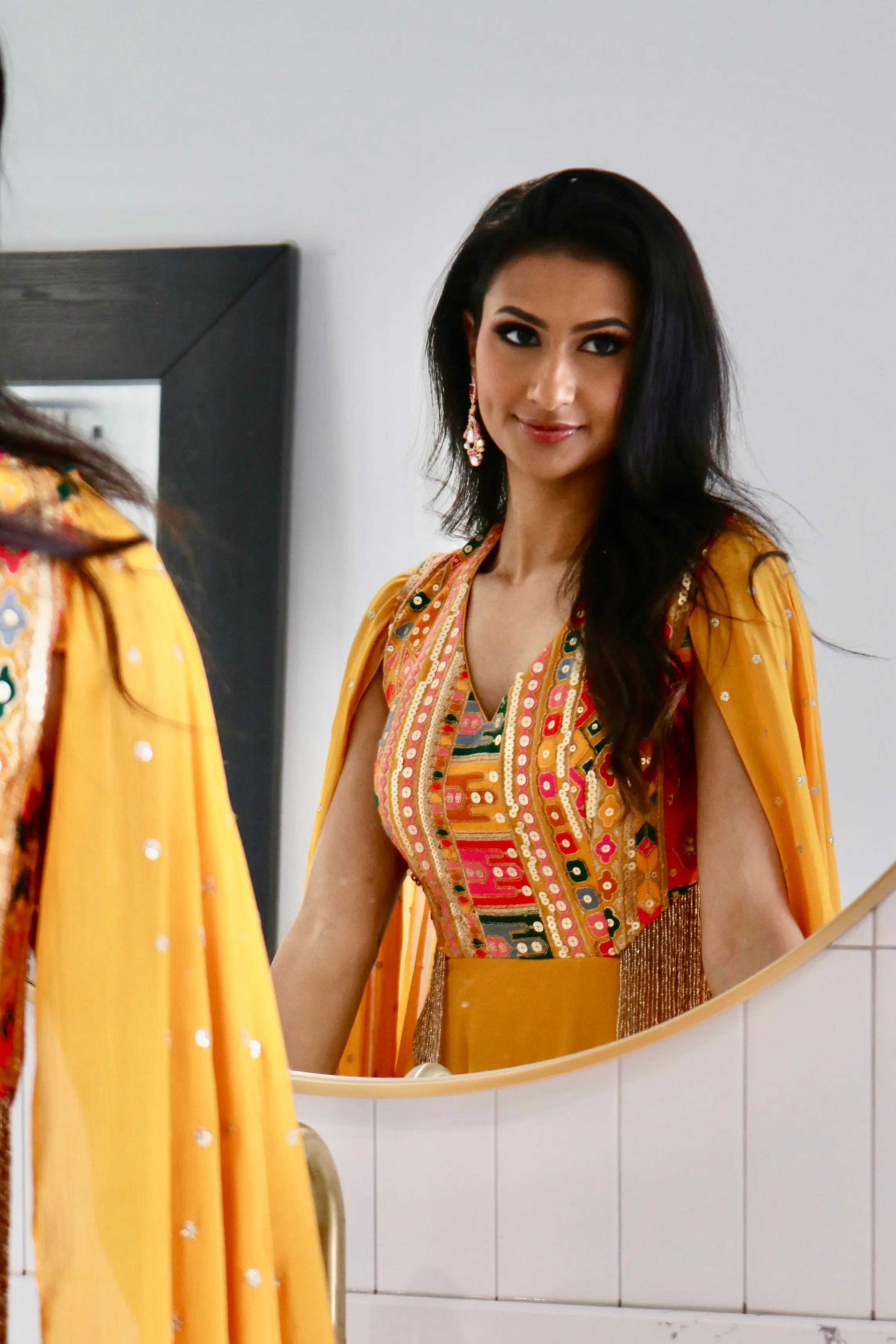 Mango Cape Sleeve Gown