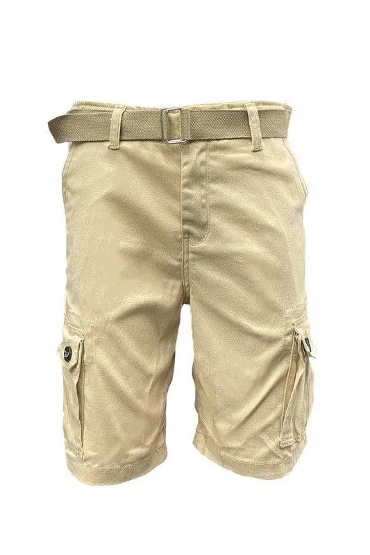 Mens Belted Cargo Shorts With Belt