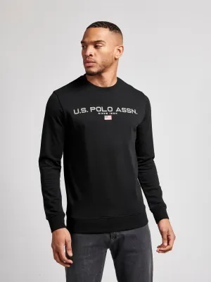 Mens Block Flag Graphic Crew Neck Sweatshirt in Navy Blue