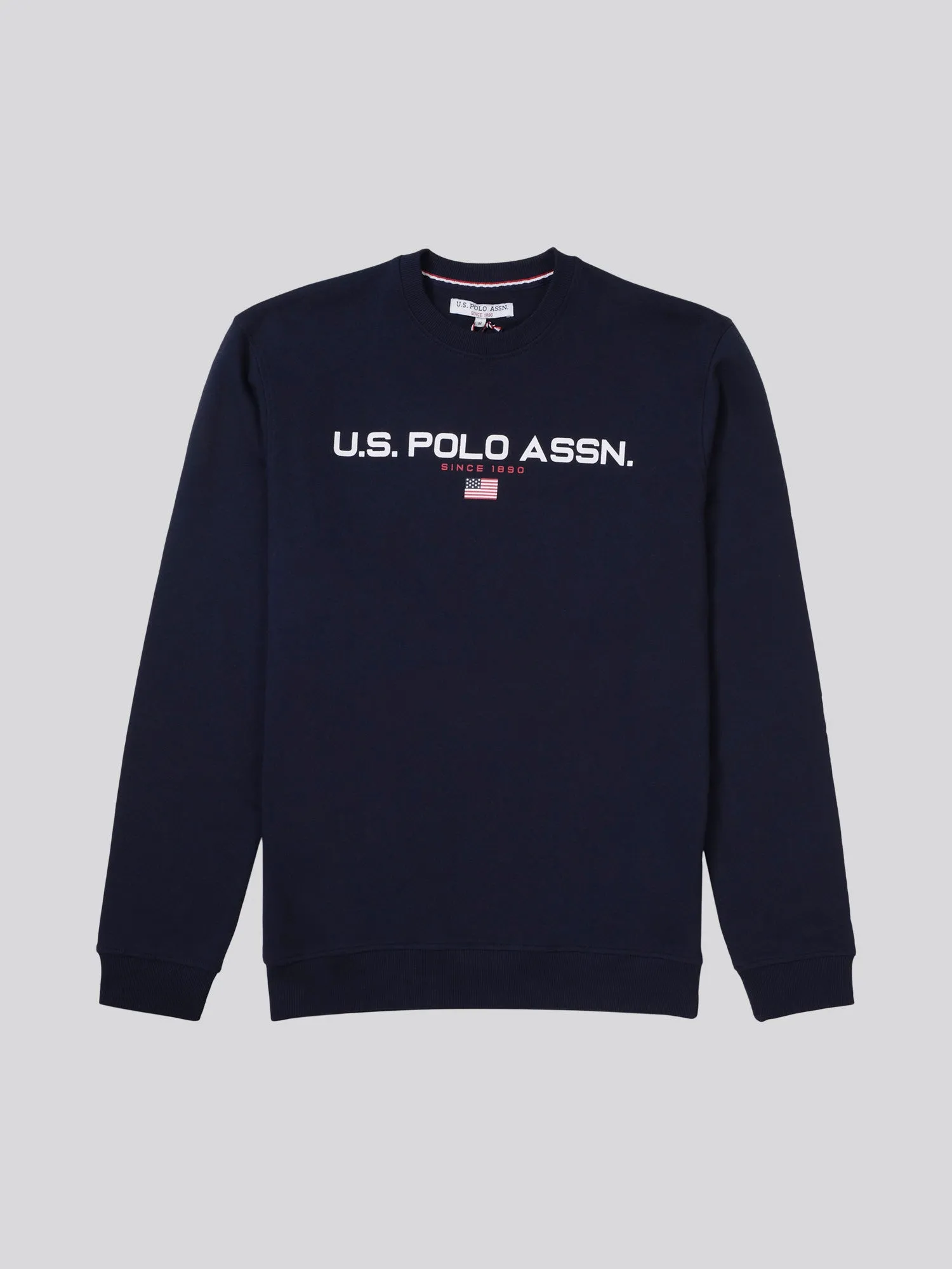 Mens Block Flag Graphic Crew Neck Sweatshirt in Navy Blue