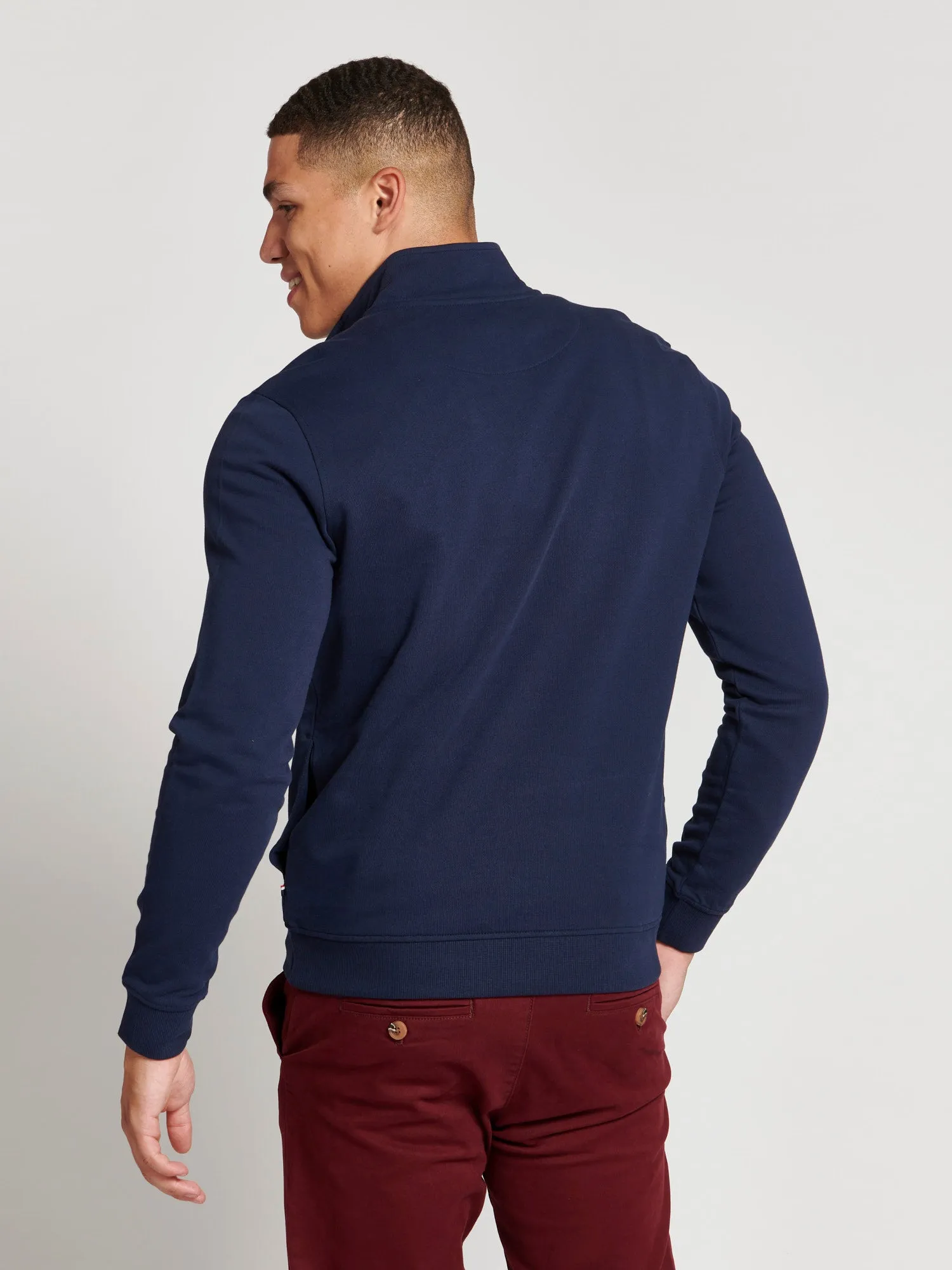 Mens Funnel Neck Quarter Zip Sweatshirt in Navy Blazer Estate Blue DHM