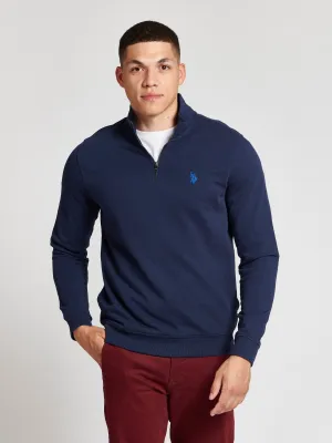 Mens Funnel Neck Quarter Zip Sweatshirt in Navy Blazer Estate Blue DHM