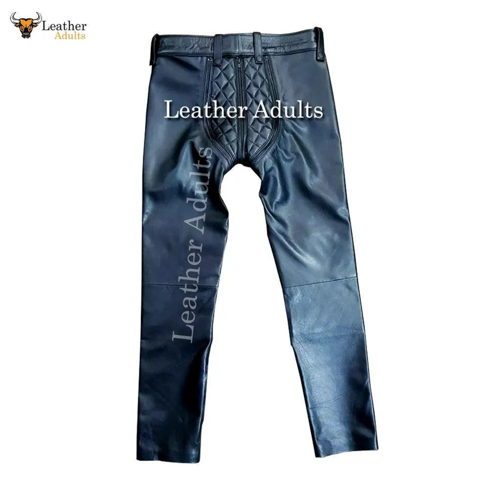 Men's Real Cowhide Leather Pants Punk Kink Jeans BLUF Convertible Chaps Trousers