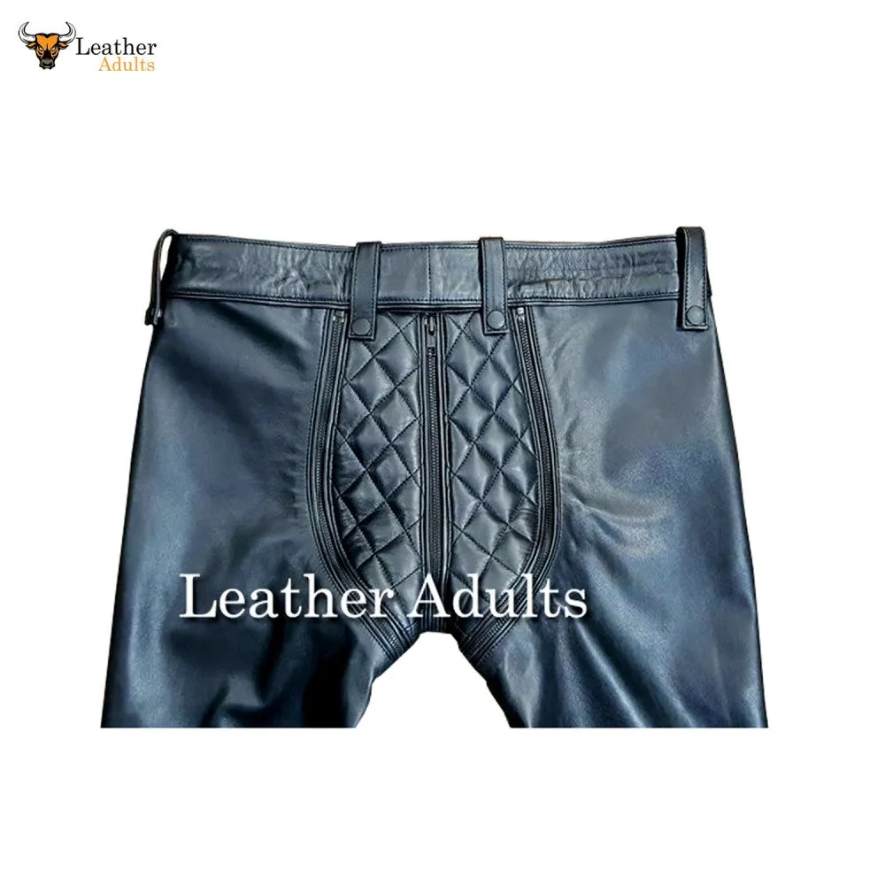 Men's Real Cowhide Leather Pants Punk Kink Jeans BLUF Convertible Chaps Trousers