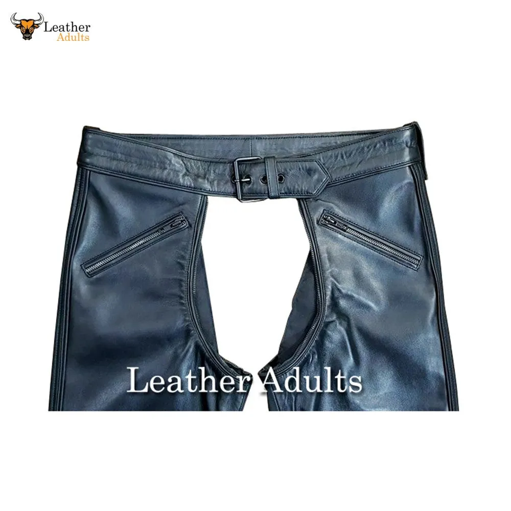 Men's Real Cowhide Leather Pants Punk Kink Jeans BLUF Convertible Chaps Trousers