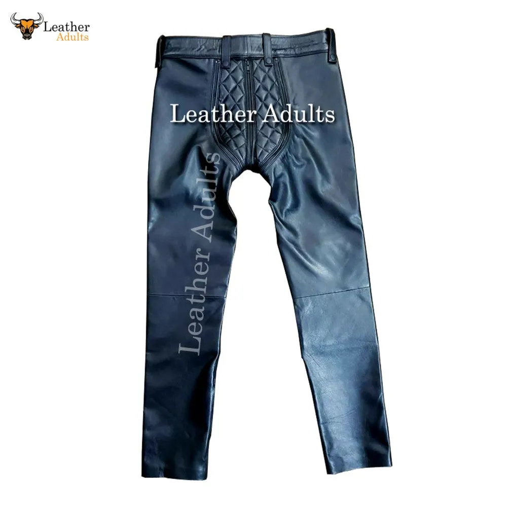 Men's Real Cowhide Leather Pants Punk Kink Jeans BLUF Convertible Chaps Trousers