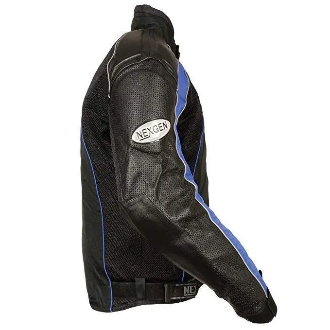 Milwaukee Leather Men's Combo Black/Blue Armored Leather/Textile/Mesh Jacket