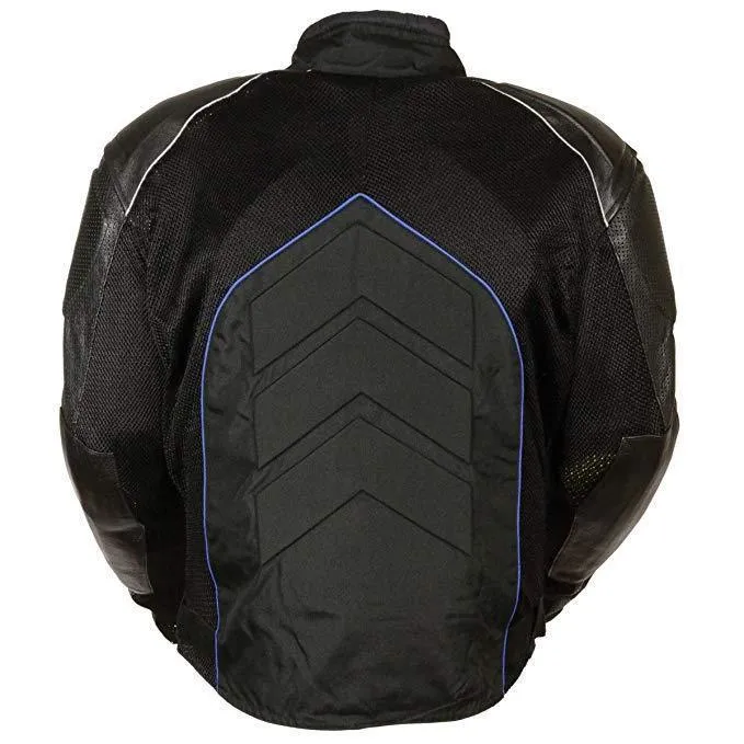Milwaukee Leather Men's Combo Black/Blue Armored Leather/Textile/Mesh Jacket