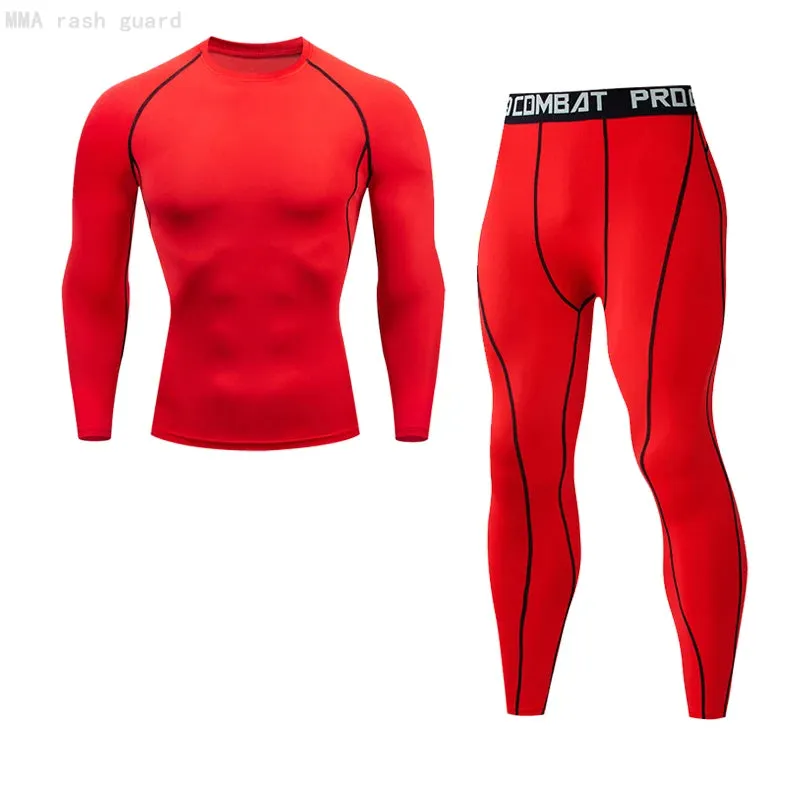 MMA RASH GUARD Sports Base Layer Shirt and Pants