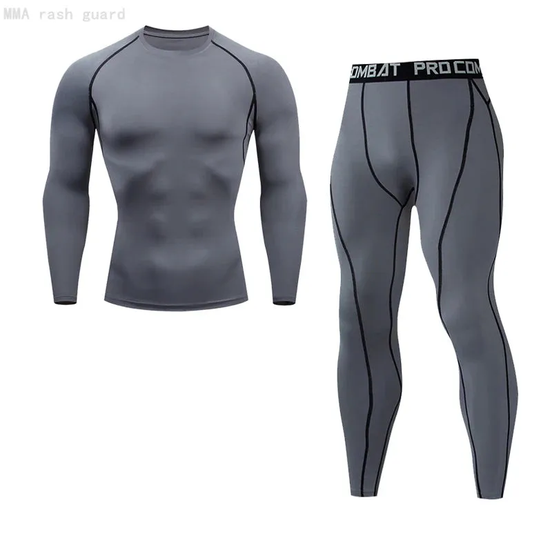 MMA RASH GUARD Sports Base Layer Shirt and Pants