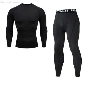 MMA RASH GUARD Sports Base Layer Shirt and Pants