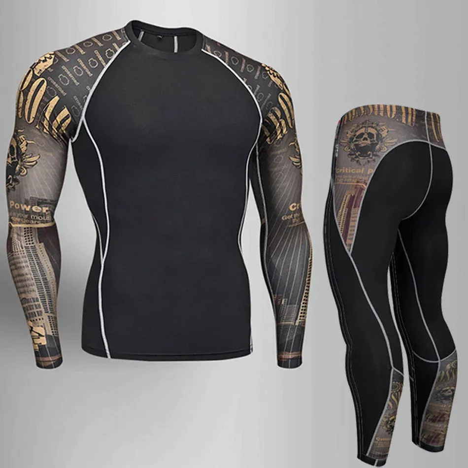 MMA RASH GUARD Sports Base Layer Shirt and Pants