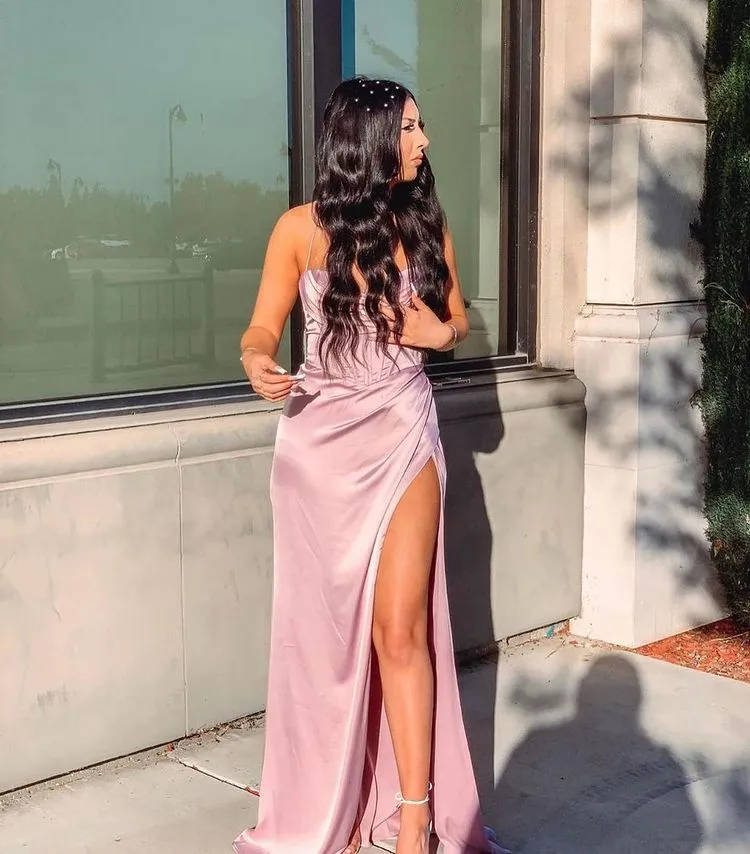 New Sling Sleeveless Slim Fit Open Back Slit Sexy Dress