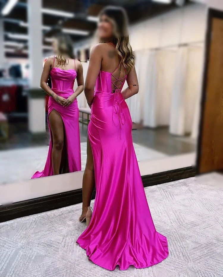New Sling Sleeveless Slim Fit Open Back Slit Sexy Dress