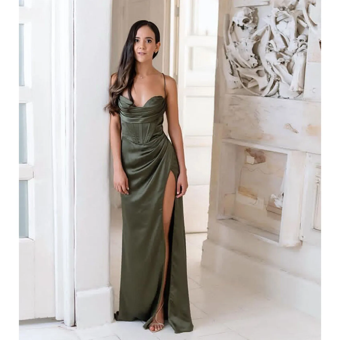 New Sling Sleeveless Slim Fit Open Back Slit Sexy Dress