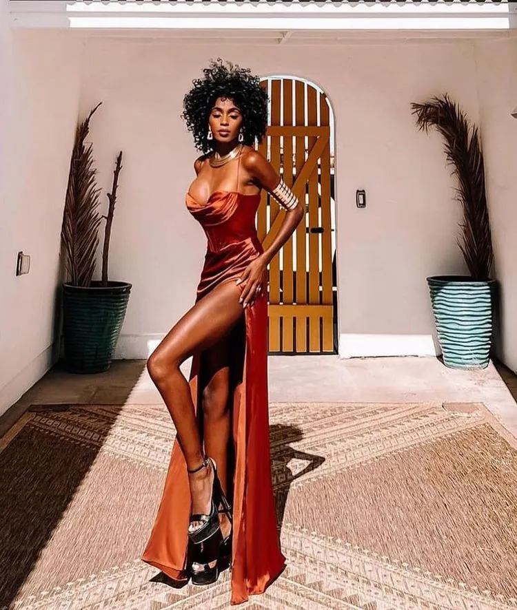 New Sling Sleeveless Slim Fit Open Back Slit Sexy Dress