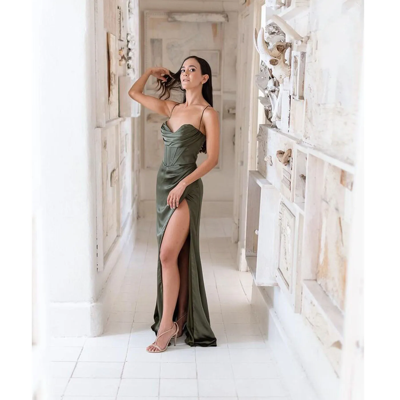 New Sling Sleeveless Slim Fit Open Back Slit Sexy Dress