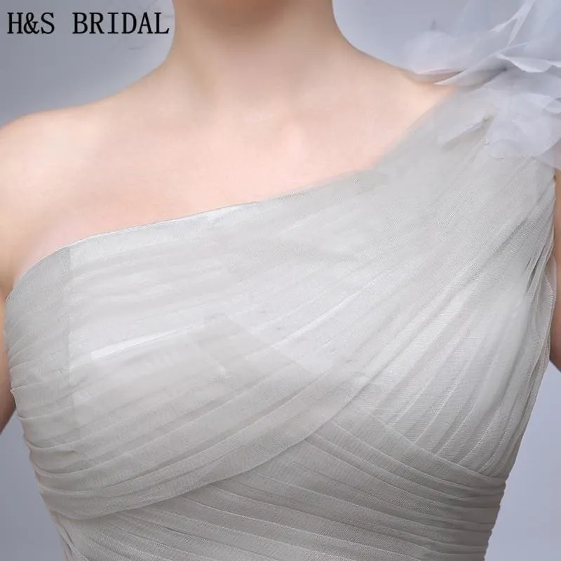 One Shoulder Ladies Popular Tulle Long Evening Gown