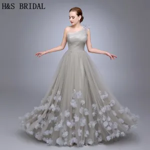 One Shoulder Ladies Popular Tulle Long Evening Gown