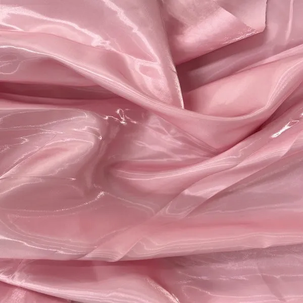Pink Crystalized Reflective Liquid Bridal Satin Fabric
