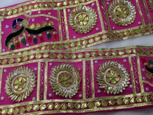 Pink Embellished Gota Work Embroidered Border